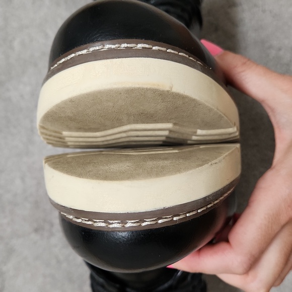 Steve Madden Black Boots Deelin Sz 11 Side Zipper & Lace Up - Picture 10 of 13